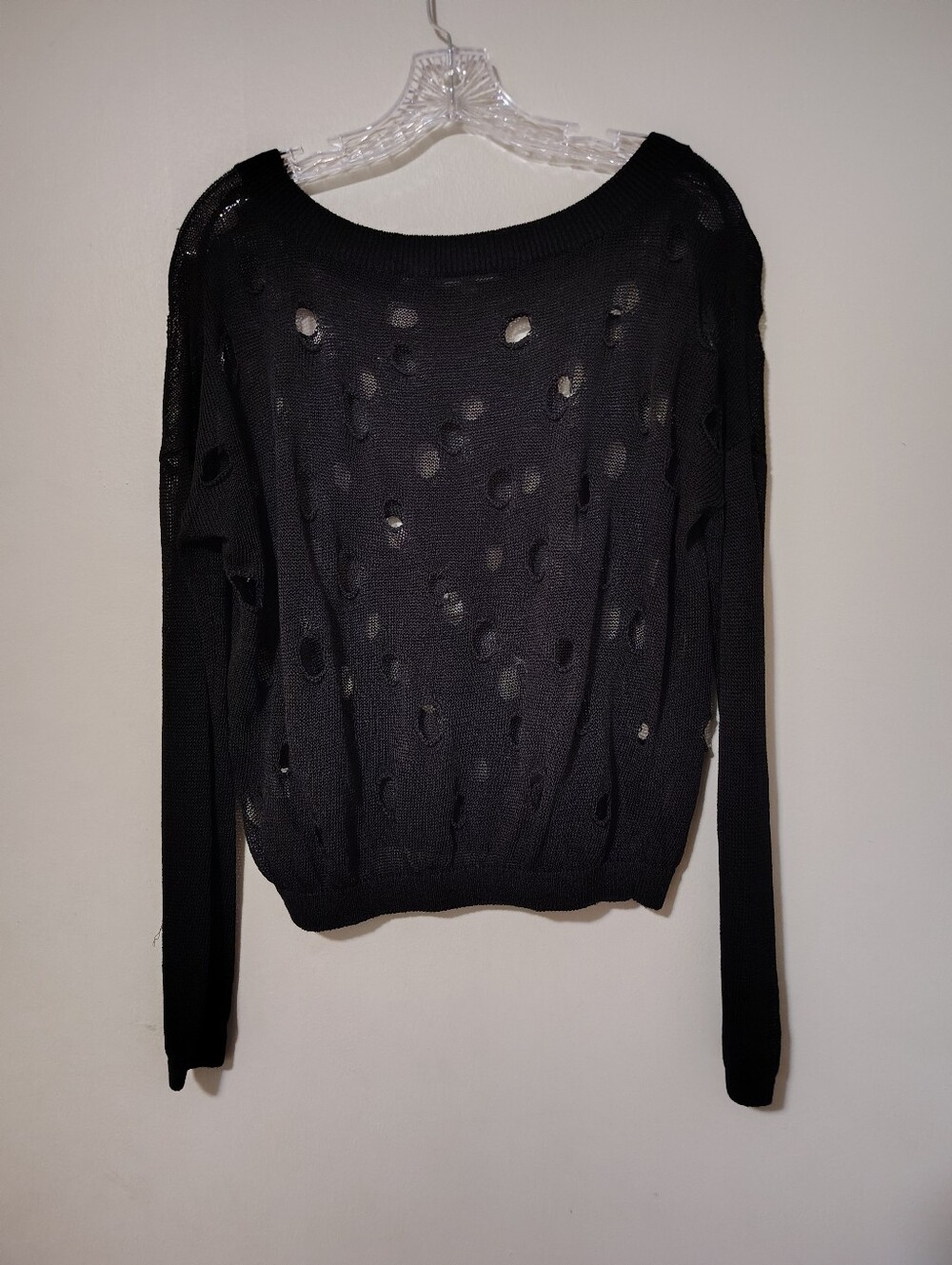 Vince Black Distressed Scoopneck Sweater